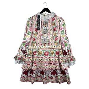 dalia macphee tie neck printed midi dress Tie Neck Printed Midi Dress